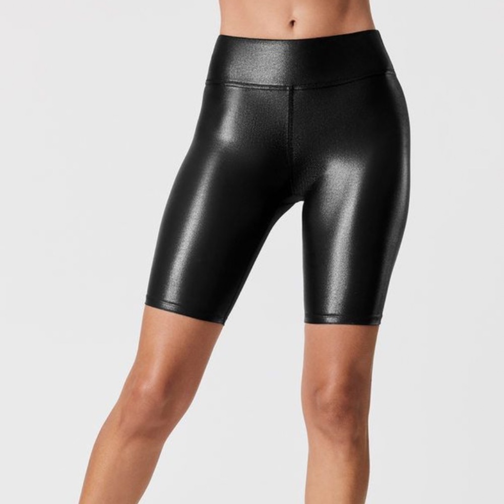 Style Angeles black pleather biker shorts